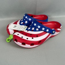 Crocs American Flag Classic Clog Mens 8 Red White Blue W10 July 4th USA New NWT