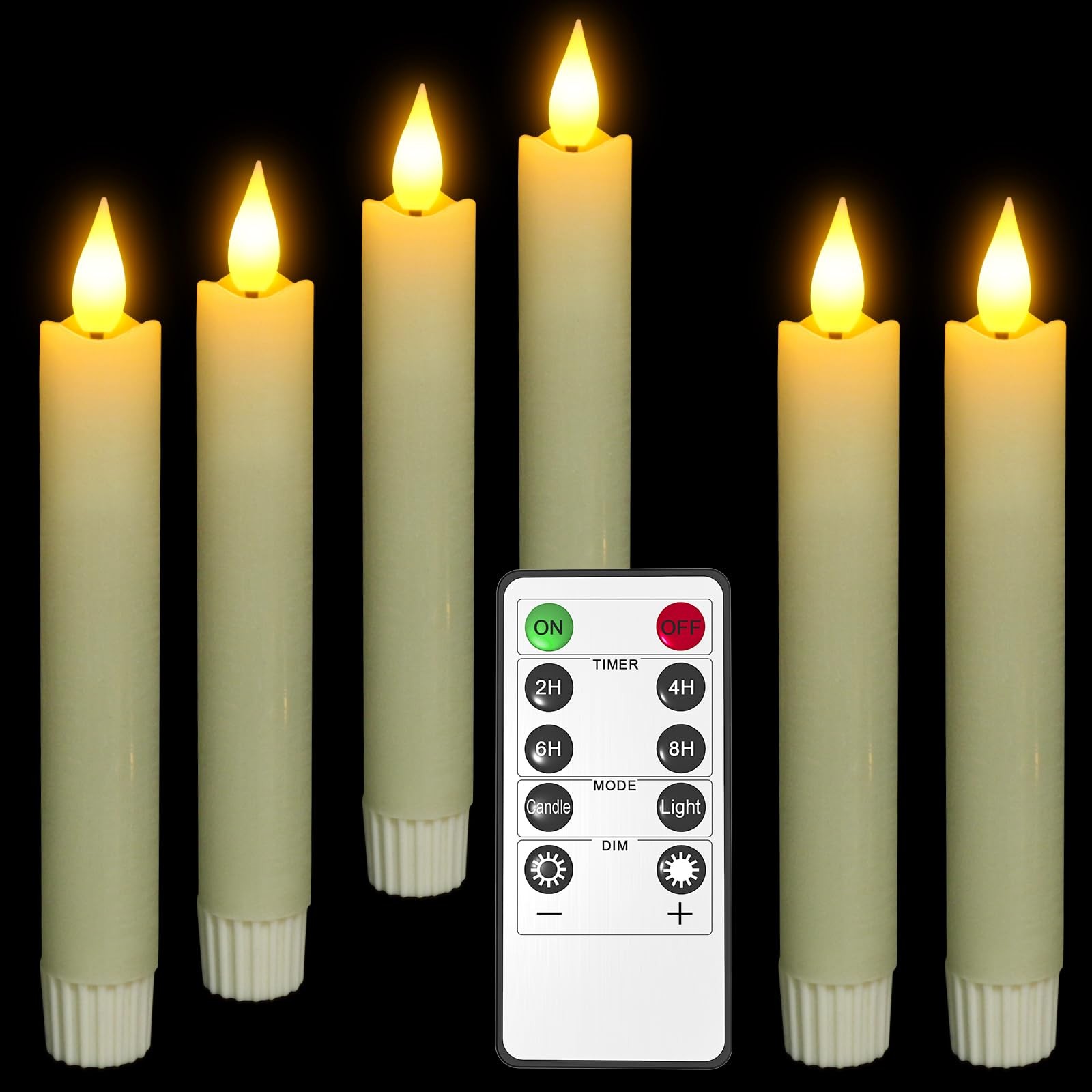 6pcs Flameless LED Taper Candles, 6.5