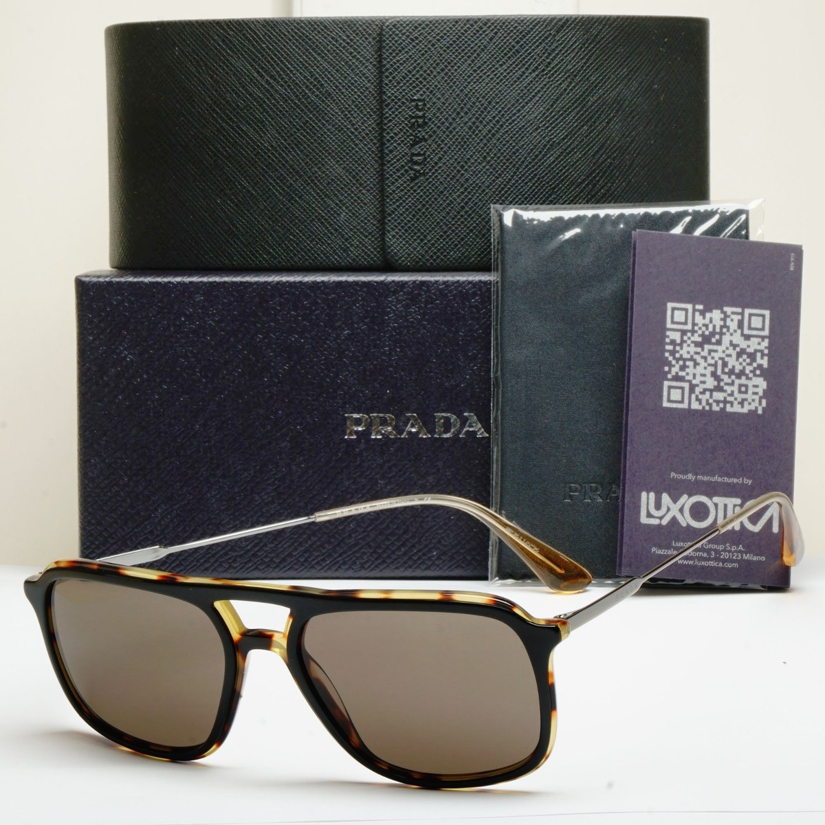 Prada Sunglasses 2017 Small Navigator Pilot Black Brown SPR 06V
