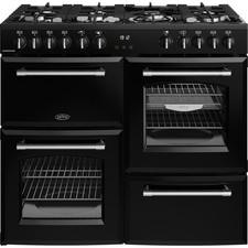 Image of Belling 444411829 Farmhouse 100DF 100cm Dual Fuel Range Cooker 7 Burners Black