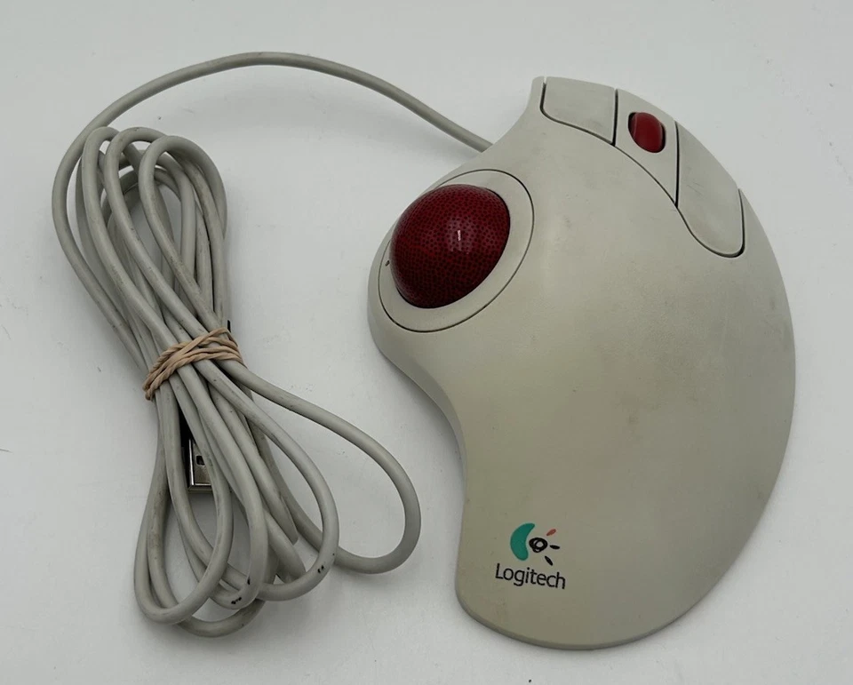 Logitech TrackMan Marble Wheel Wired Mouse Model T-BB13 - Tested Works GUC - Image 2 of 4