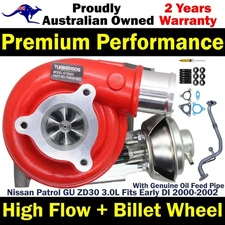 High Flow Turbo Charger+Genuine Oil Feed Pipe For Nissan Patrol GU ZD30 3.0L