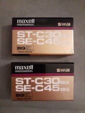 Lot Of 2 Maxell Professional S VHS C ST-C30 BQ SE-C45 BQ NOS