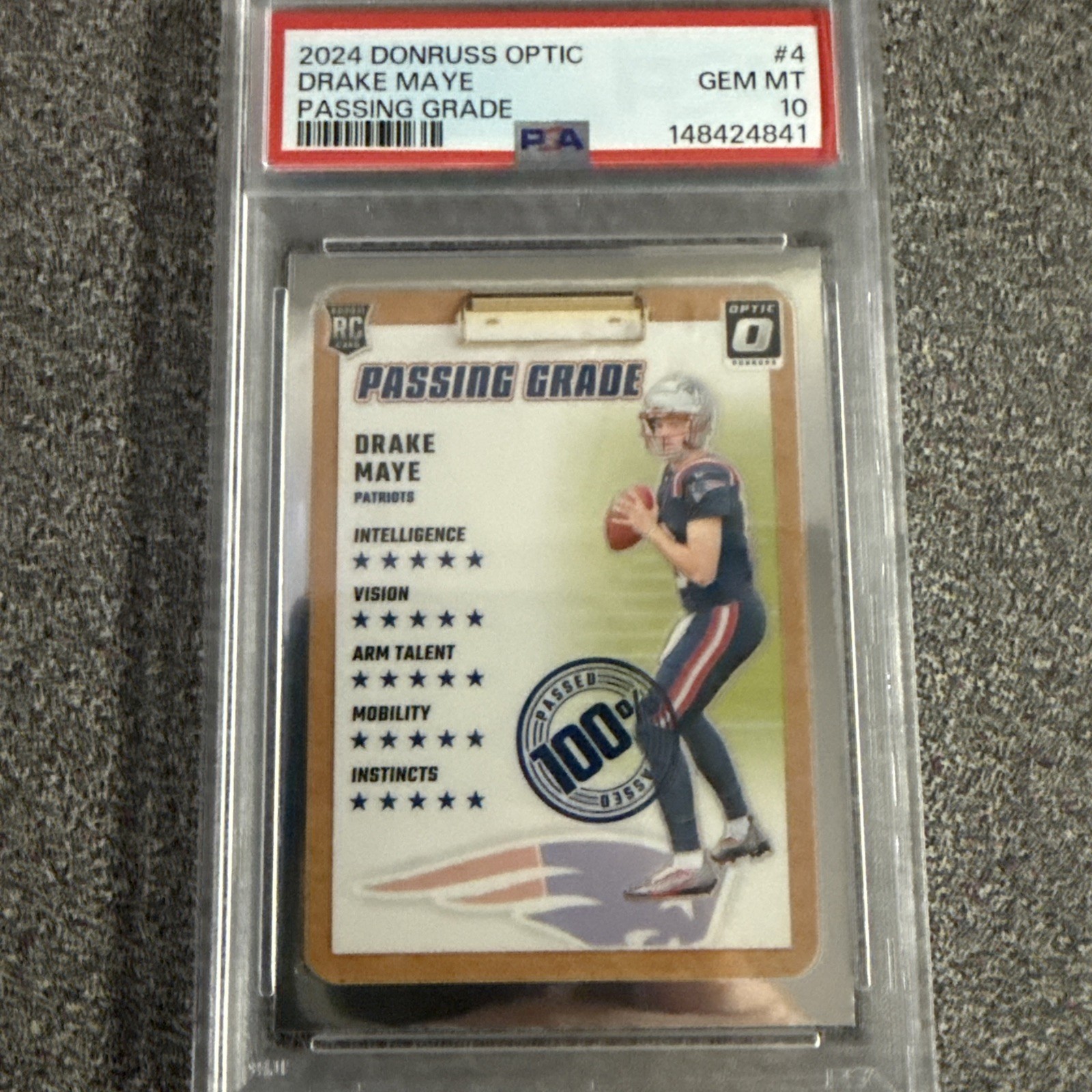 Drake Maye Panini Donruss Optic Passing Grade #4 Base