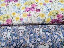 1 YD Lot Spring It On  Floral Bunny Rabbit Cotton  Dear Stella  Fabric  