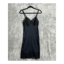Vintage Vanity Fair Slip Womens 32 Small Vintage Lace Trim Tricot Lingerie Black