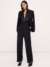 Banana Republic 10 Ultra High-Rise Modern Italian Lightweight WOOL Pant Black