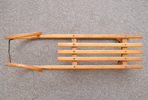 Vintage old wooden sleigh wooden sledge snow GERMINA curly front - FREE DELIVERY - Picture 7 of 7