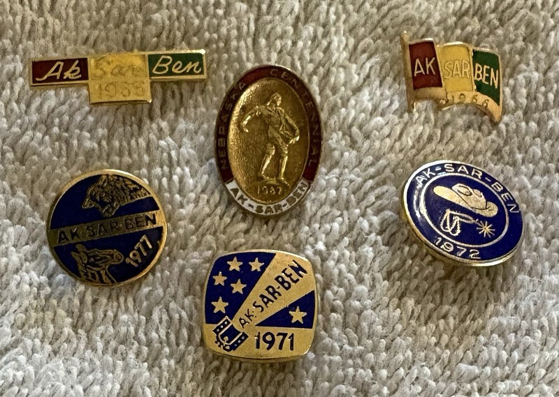 6 Vintage Aksarben Ak-Sar-Ben Membership Lapel Pin Omaha Nebraska NE