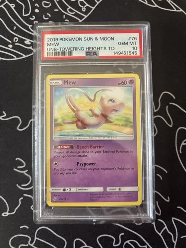 2019 Sun And Moon POP 4 Unbroken Bonds Towering Heights Theme Deck Mew PSA 10