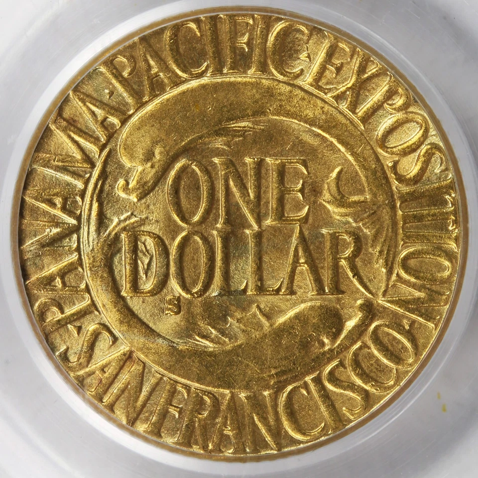 Dólar de oro conmemorativo Panamá-Pacífico G$1 1915-S graduación profesional MS64 Foto 4 de 4