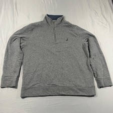 Nautica Mens Large Quarter Zip Pullover Sweatshirt Gray Long Sleeve