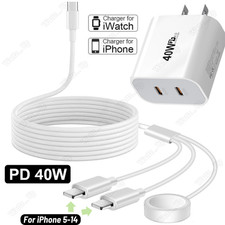 Magnetic Fast Charger Cable 40W USB C Block For Apple Watch iPhone 14 13 12 11 X