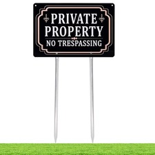 Kichwit Private Property No Trespassing Sign, 12" x 21", 1 Pack, Black