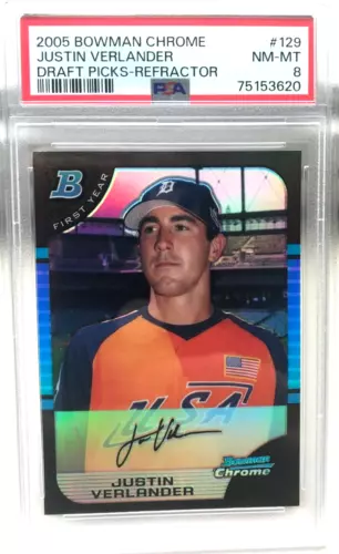 2005 Bowman Chrome Justin Verlander Draft Picks -Refractor -8