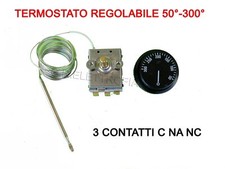TERMOSTATO REGOLABILE CON SONDA BULBO 50° - 300°C STUFA IDRO CALDAIA TERMOCAMINO