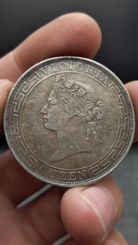 1867 Hong Kong 1 dollaro moneta argento regina Vittoria