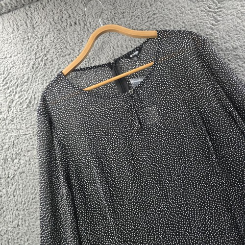New Emerge Womens Shift Dress Size 20 Black White Spot Long Sleeve Knee Length - Picture 2 of 15