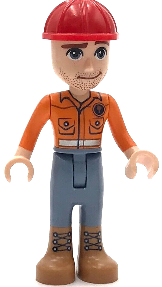 Lego New Minifigure Friends Darrel Orange Safety Shirt Sand Blue