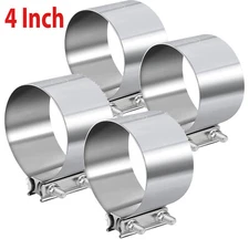 4Pcs 4 Inch Butt Joint Band Exhaust Clamp Sleeve Coupler T304 Stainless Steel