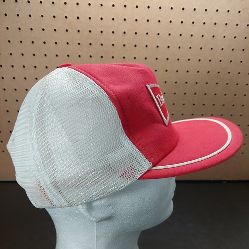 Vintage Budweiser Snapback Mesh Trucker Hat Cap Red White Patch Made in USA 80s - Picture 2 of 5