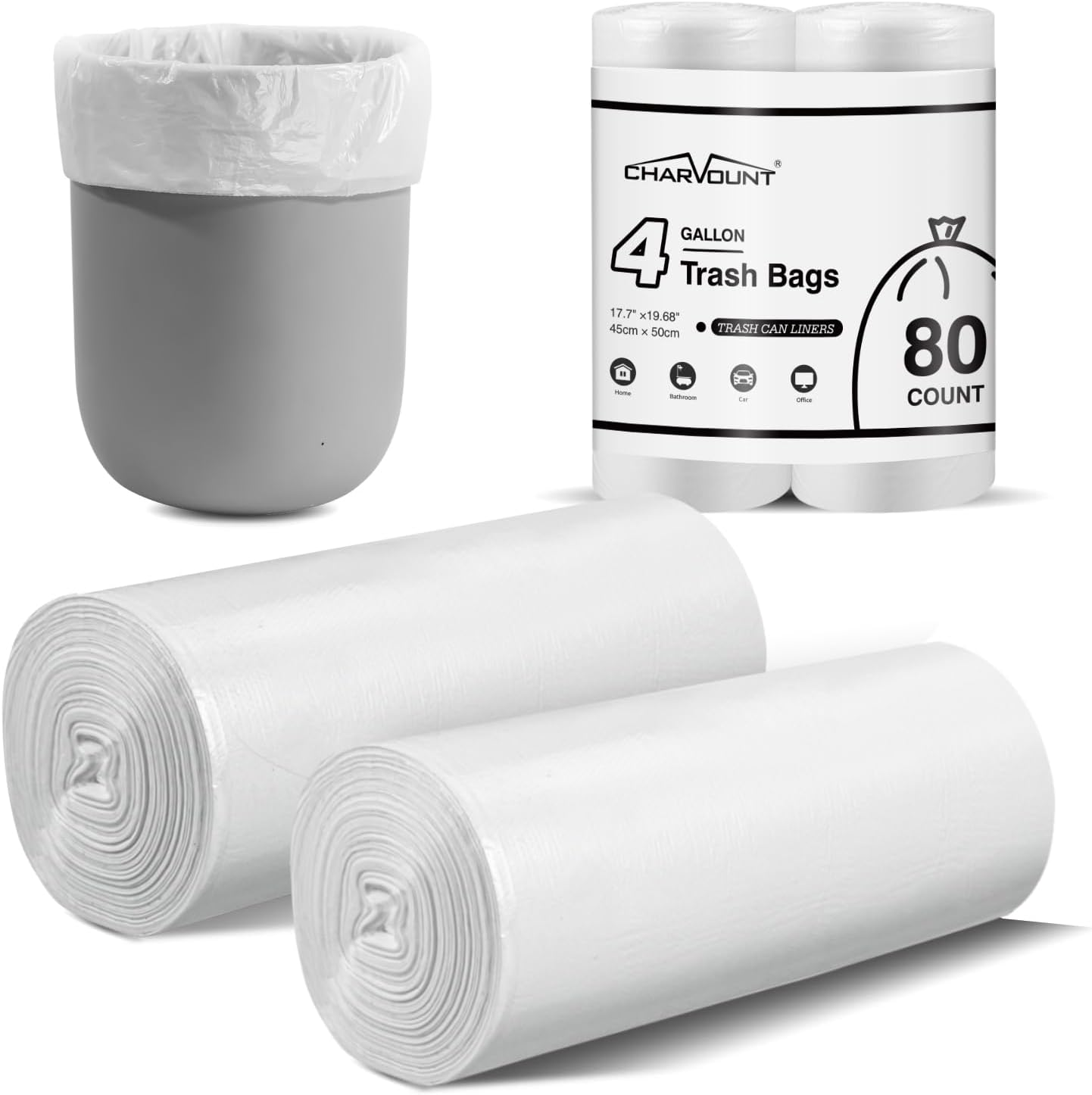 Small Trash Bags,4 Gallon Garbage Bags for Bathroom Can,Kitchen Bedroom,Unscente