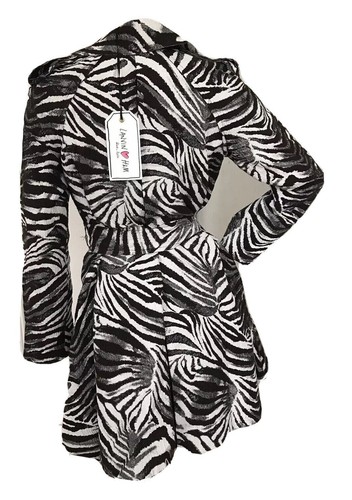 LANVIN FOR H&M RARE WOOL MIX ZEBRA PRINT TRENCH COAT UK 8 EU 34 US 4 SMALL BNWT - Picture 11 of 12