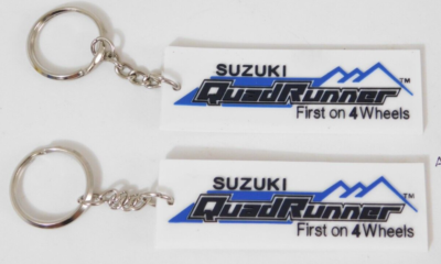 2 NEW Genuine Suzuki Quad ATV Quadrunner 4 Wheels Key Chain Fob