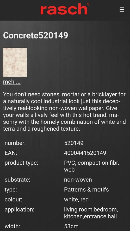 (LOTE de 4) Papel pintado Rasch Concrete - Pho Brick 520149 Foto 4 de 4