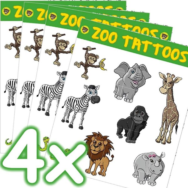 Zootiere Tattoo Xxl Set - 32 Tattoos Kindergeburtstag Kindertattoos Mitgebsel-image