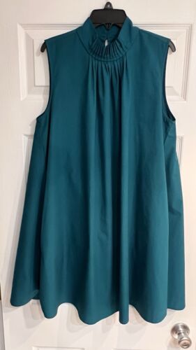 BANANA REPUBLIC Mini Shift Mock Neck Cotton Dress w/Pockets Green SIZE: SMALL - Picture 2 of 9