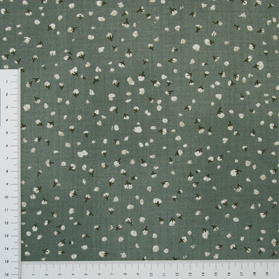 Patchwork Blüten auf Grünblau dunkel 100% Baumwolle Stoff (0653)