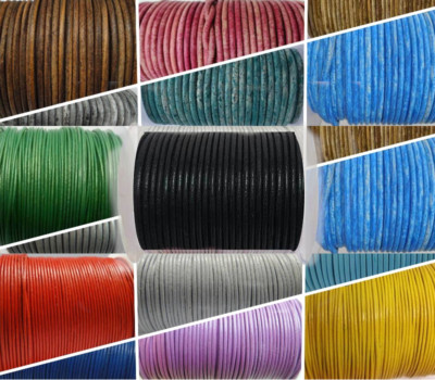 Runde Lederkordel 100 % echte Schnur Spitze Tanga Halskette 1,5, 2 mm für Schmuck