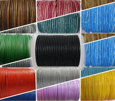 Runde Lederkordel 100 % echte Schnur Spitze Tanga Halskette 1,5, 2 mm für Schmuck