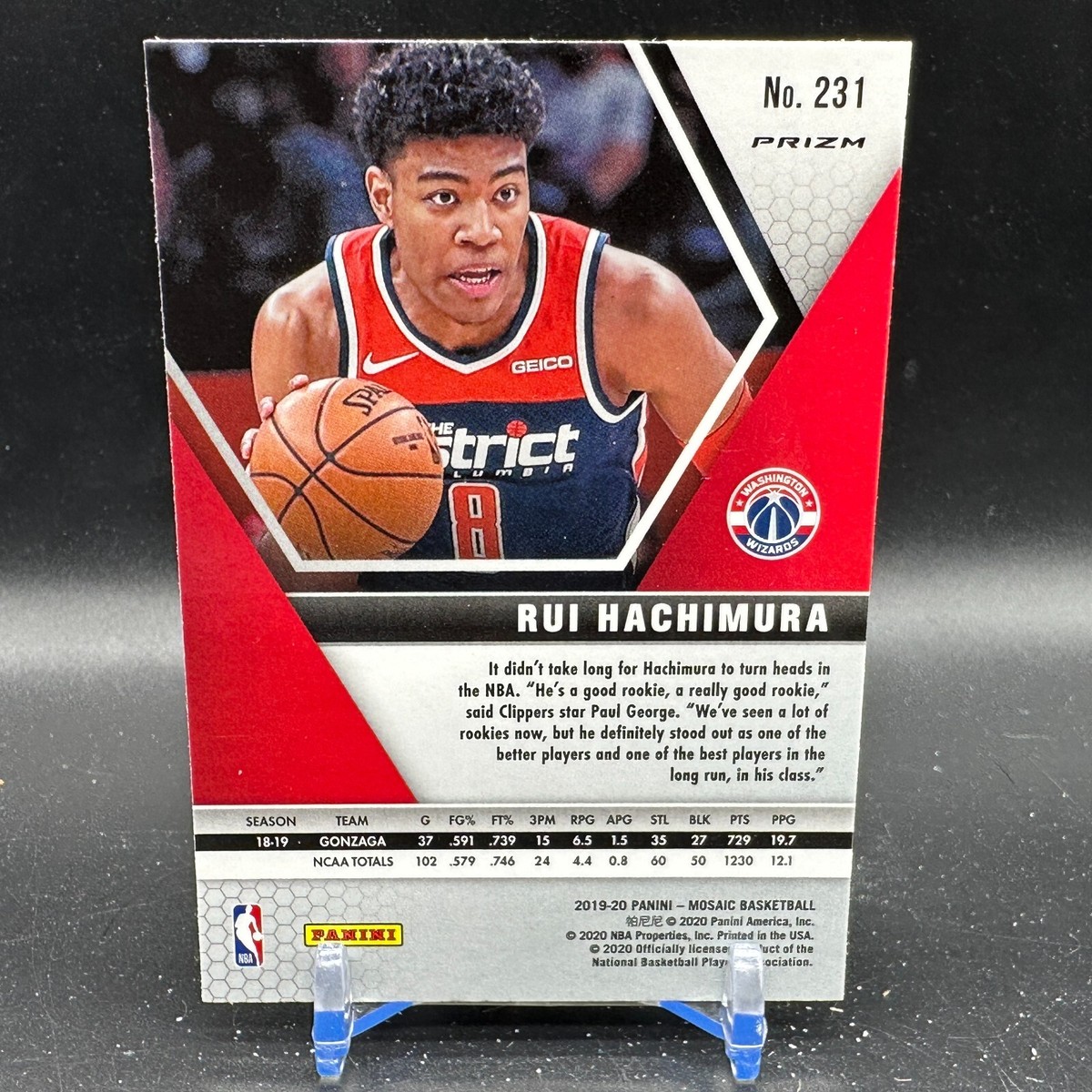Rui Hachimura Rookie Reactive Blue Mosaic 2019-20 Panini