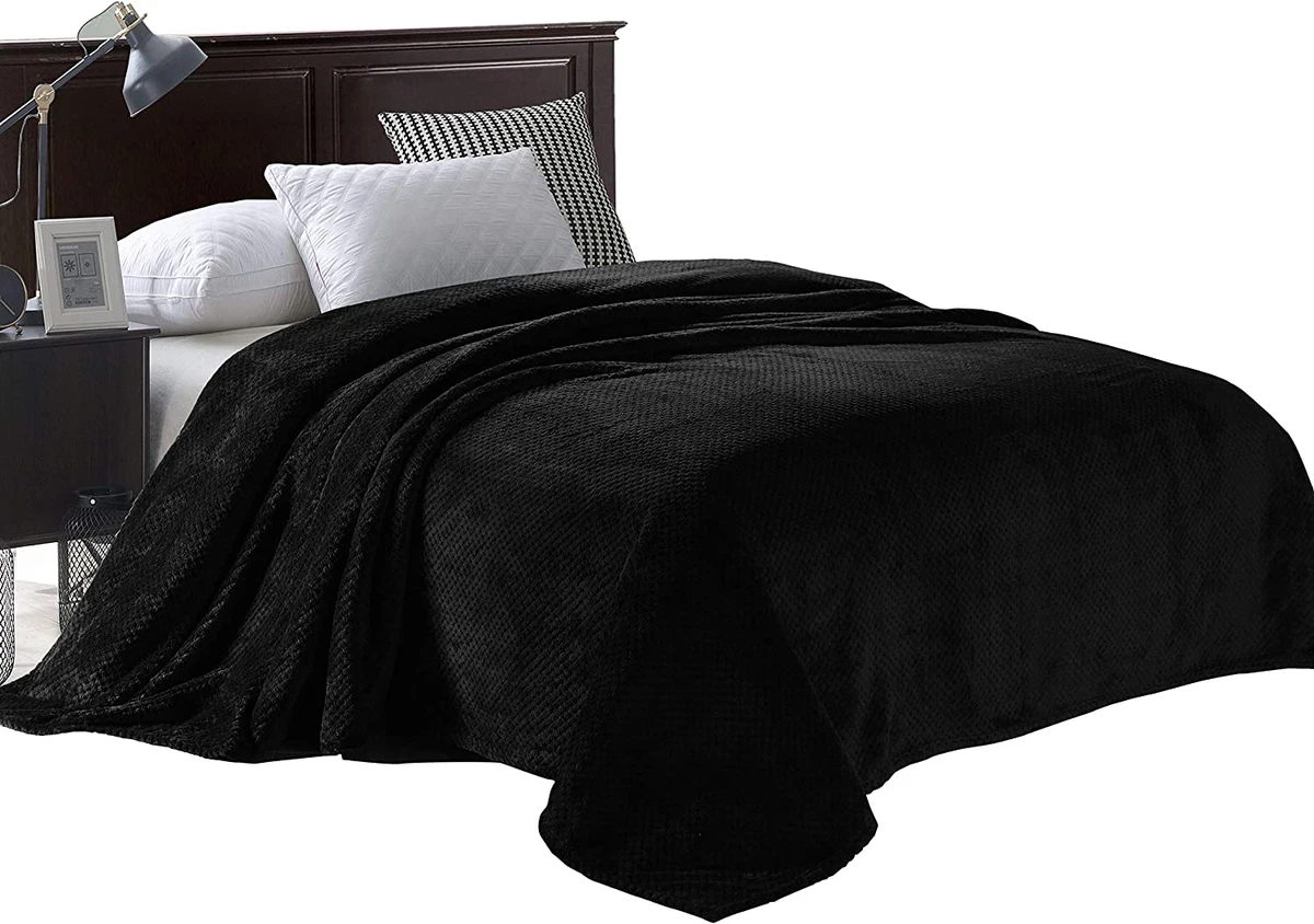 Warm Throw Blanket Waffle Texture Fleece Lightweight King Size