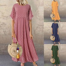 Plus Size Women Summer Dress Short Sleeve Beach Casual Long  Maxi Dress XL-5XL.