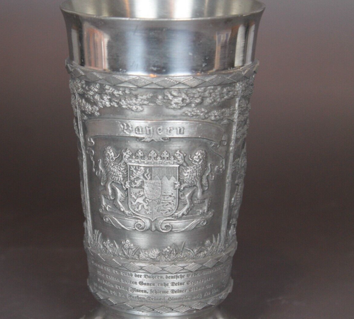 Bayern - Tazza birra in peltro - SKS Zinn 95% - altezza 5 1/2" - Germania - Neuschwanstein - Foto 2 di 9