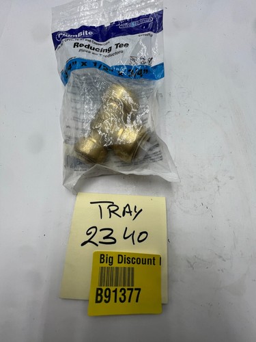 Jones Stephens PlumBite C77447LF Push On Reducing Tee Brass 3/4" x 1/2" x 3/4" - Picture 5 of 5