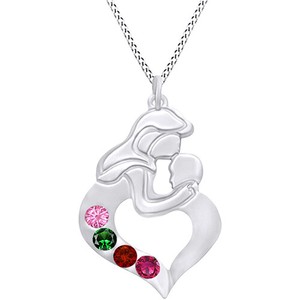 gemstone 14k pendant necklace multi child heart open gold