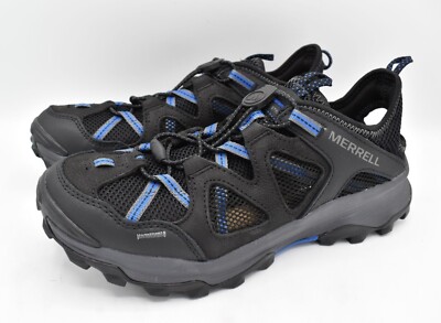 Merrell Mens Size 8 Speed Strike Sieve Black Leather Sandals Sneakers Shoes