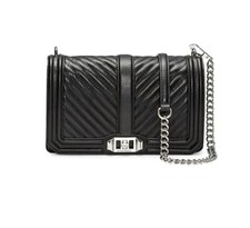 NWT Rebecca Minkoff Chevron Quilted Love Leather Crossbody Bag BLACK AUTHENTIC