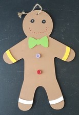 GINGERBREAD MAN, WOODEN HANGING DECORATION, HAND PAINTED