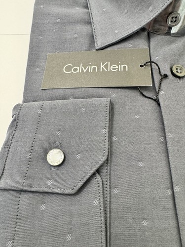 Camicia elegante Calvin Klein blu scuro 15,5 32/33 nuova con etichetta - Foto 5 di 8
