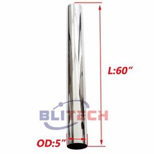Chrome 5od X 60 Inch L Straight Stack Pipe Tube Semi Truck 5 Inch Tailpipe Chrome 5od X 60 Inch L Straight Stack Pipe Tube Semi Truck 5 Inch Tailpipe