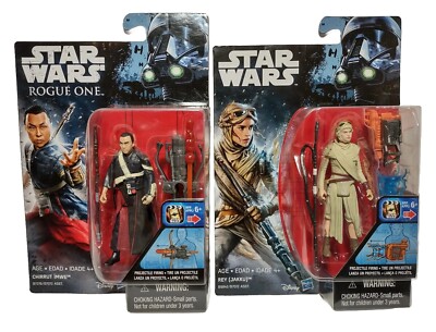Star Wars Rogue One Chirrut Imwe & Rey Jakku Jedi Action Figure 3.75'' New 2016