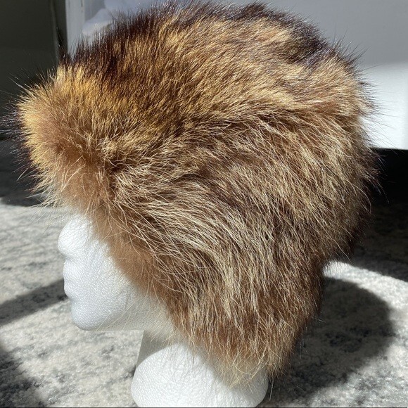 Vintage Raccoon Fur Bucket Hat Women main image 2
