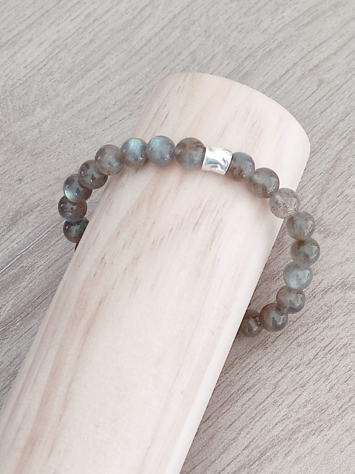 Gris Mystique : Bracelet en Labradorite Véritable Extra 8mm Haute Qualité