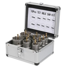Juego de brocas de sierra de agujero TCT con punta de carburo de 16-53 mm de 10 piezas para aleación de metal de acero