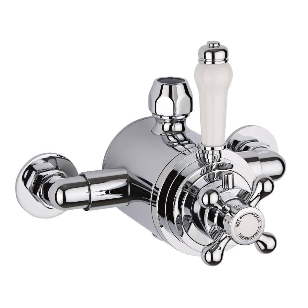 Victorian Traditional Thermostatic Dual Exposed Shower Mixer Brass